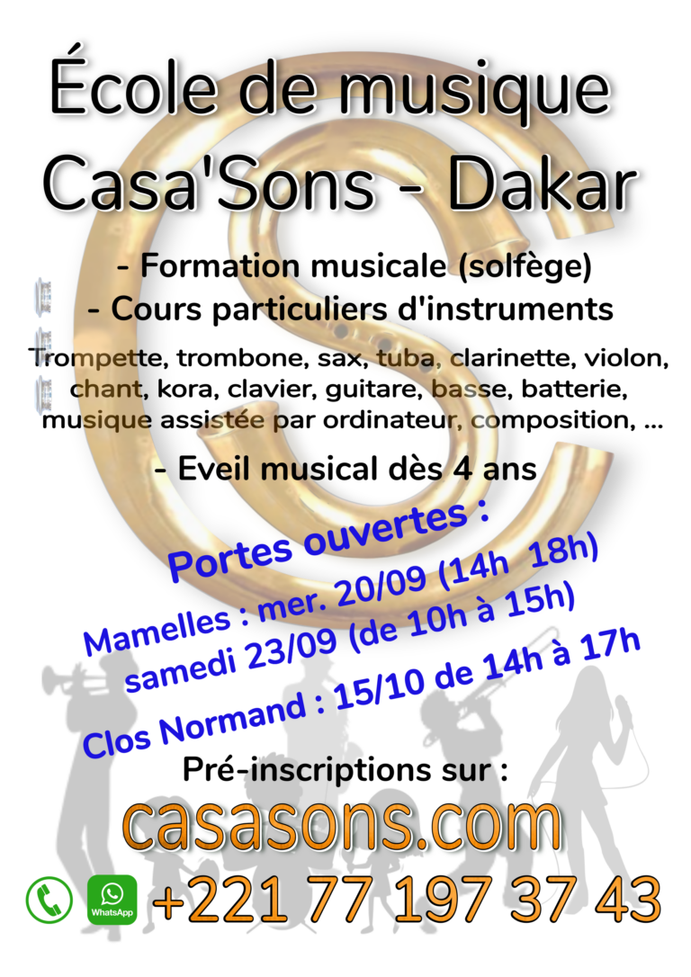 Affiche École de musique Casa'Sons Portes ouvertes 2023